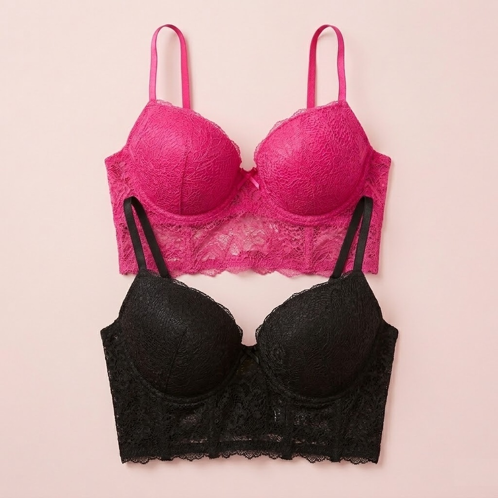 NWT Windsor Pink & Black Bralette Set